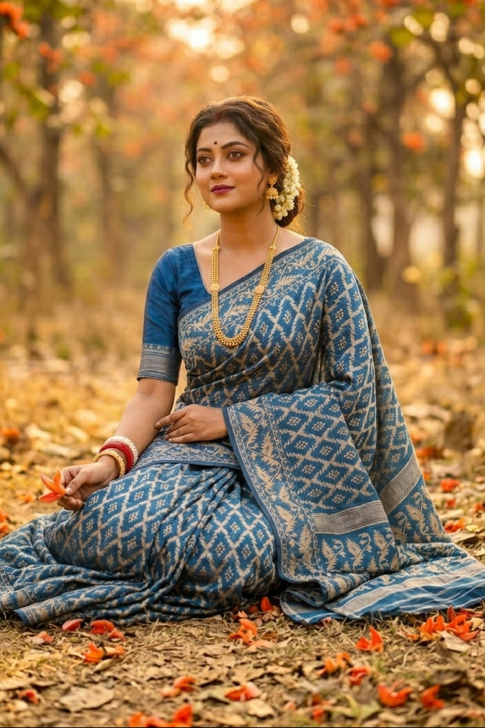Neel Komol ( নীল কমল )Bengal Jamdani Saree