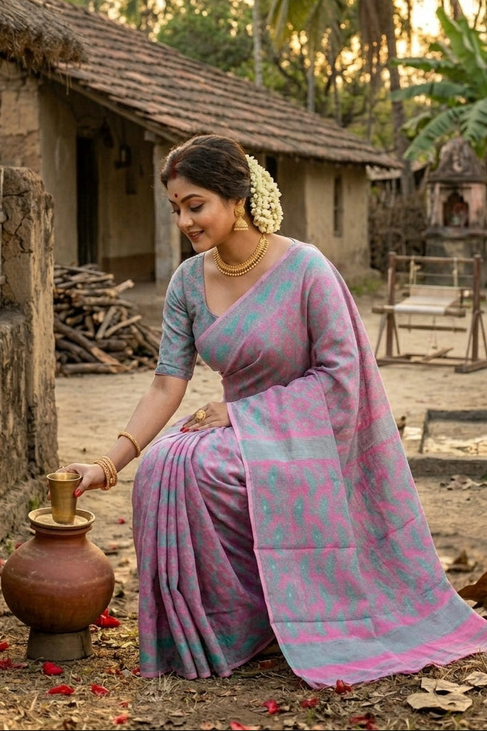 Neel Komol ( নীল কমল )Bengal Jamdani Saree