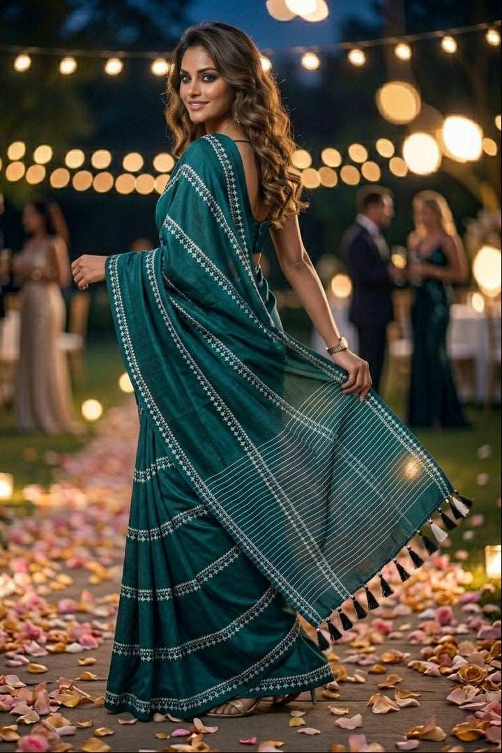 Desi Diva Drape Cotton Saree( Sea Green)