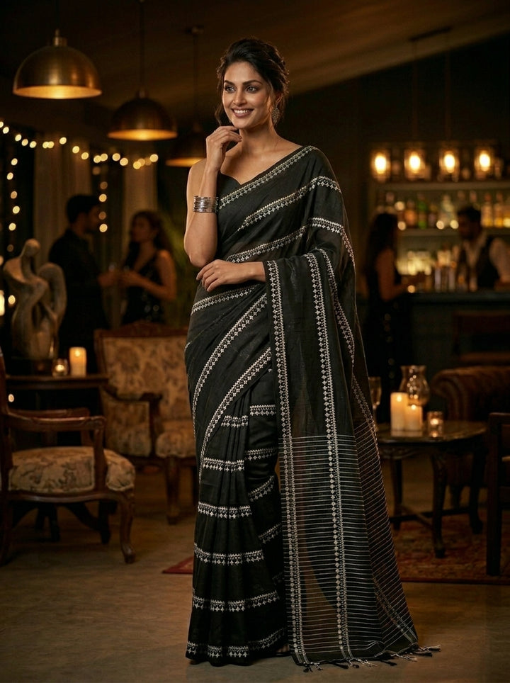 Desi Diva Drape Cotton Saree( Black)