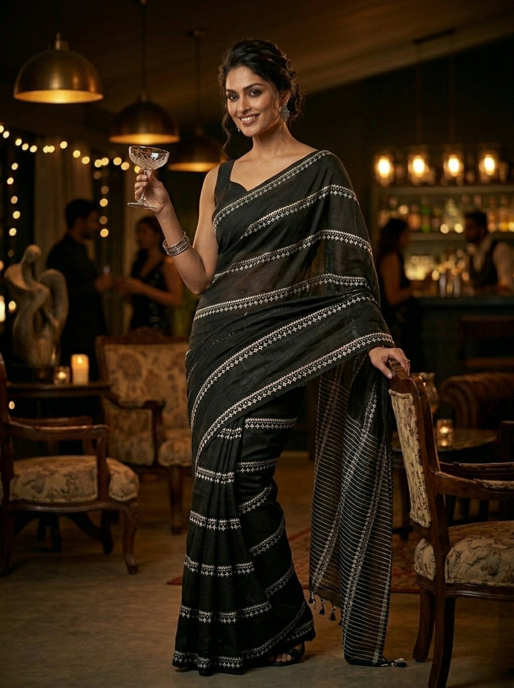 Desi Diva Drape Cotton Saree( Black)