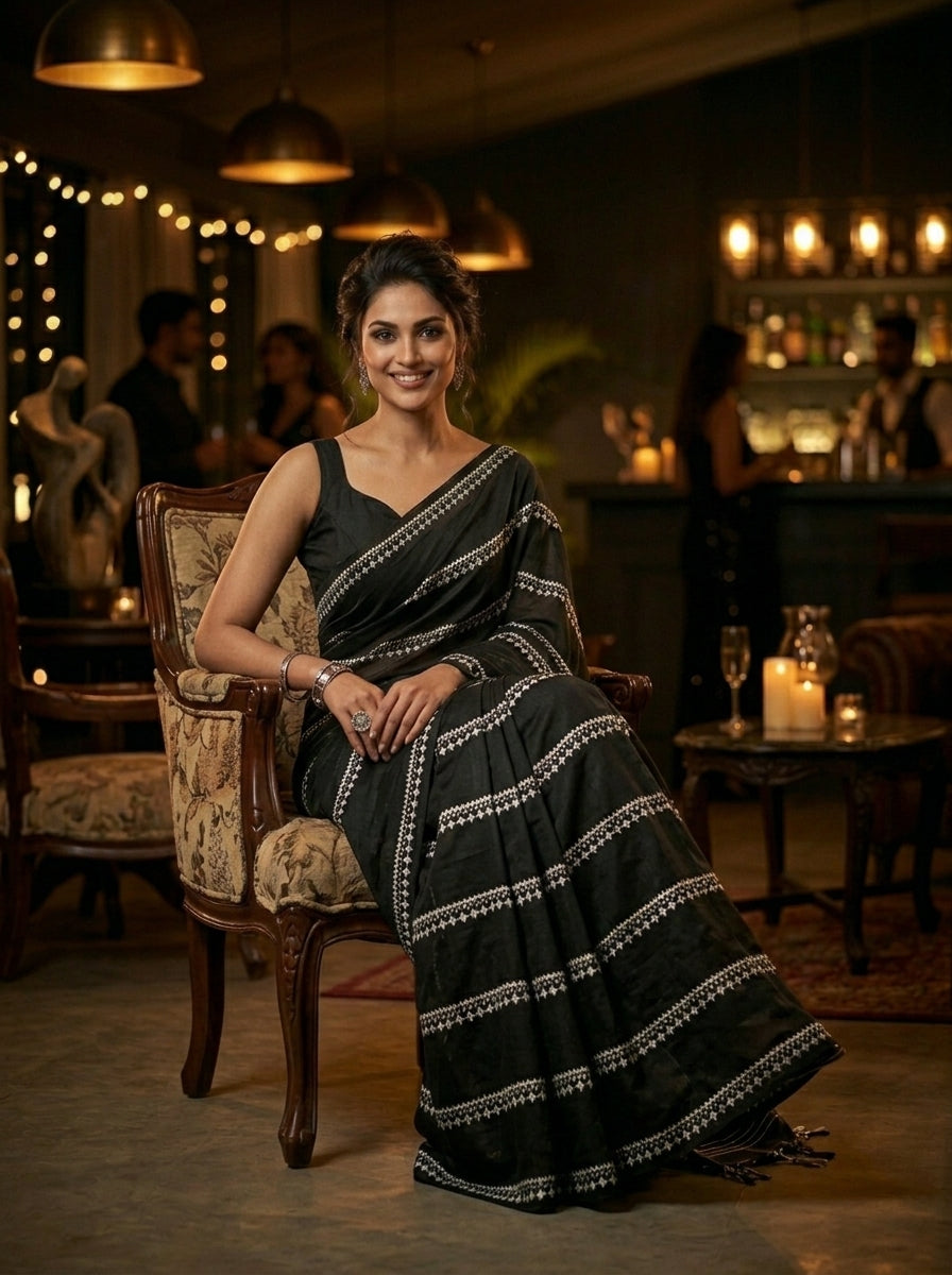 Desi Diva Drape Cotton Saree( Black)