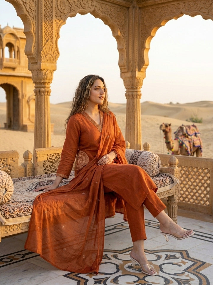 Desert Blush Cotton Kurti Set