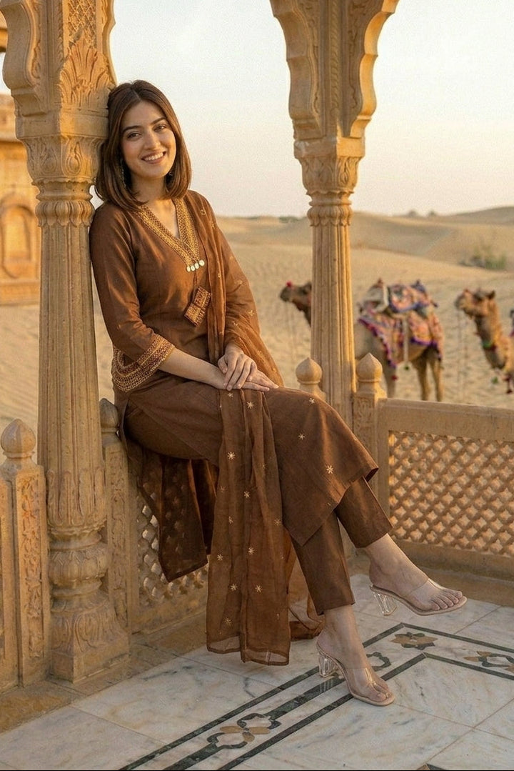 Desert Blush Cotton Kurti Set