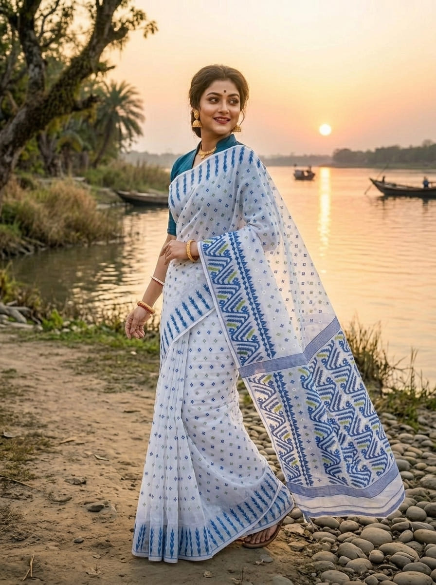 Jolchhobi Bengal Tangail Tant Cotton Saree