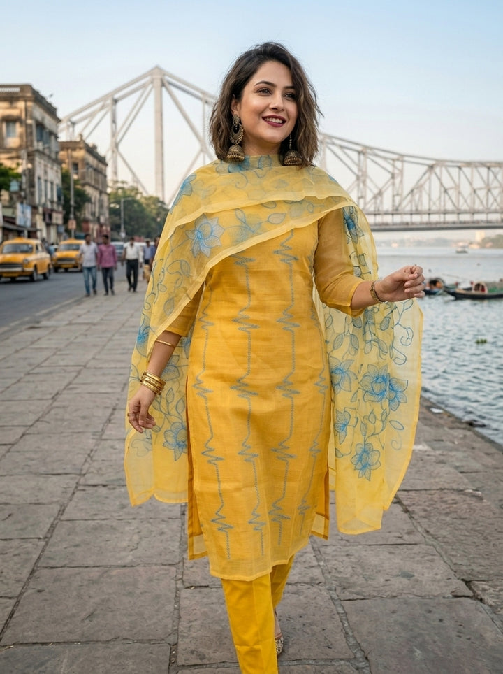 Blossom Vastra Cotton Kurti Set