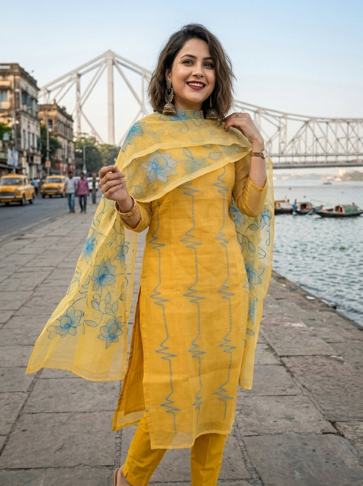 Blossom Vastra Cotton Kurti Set