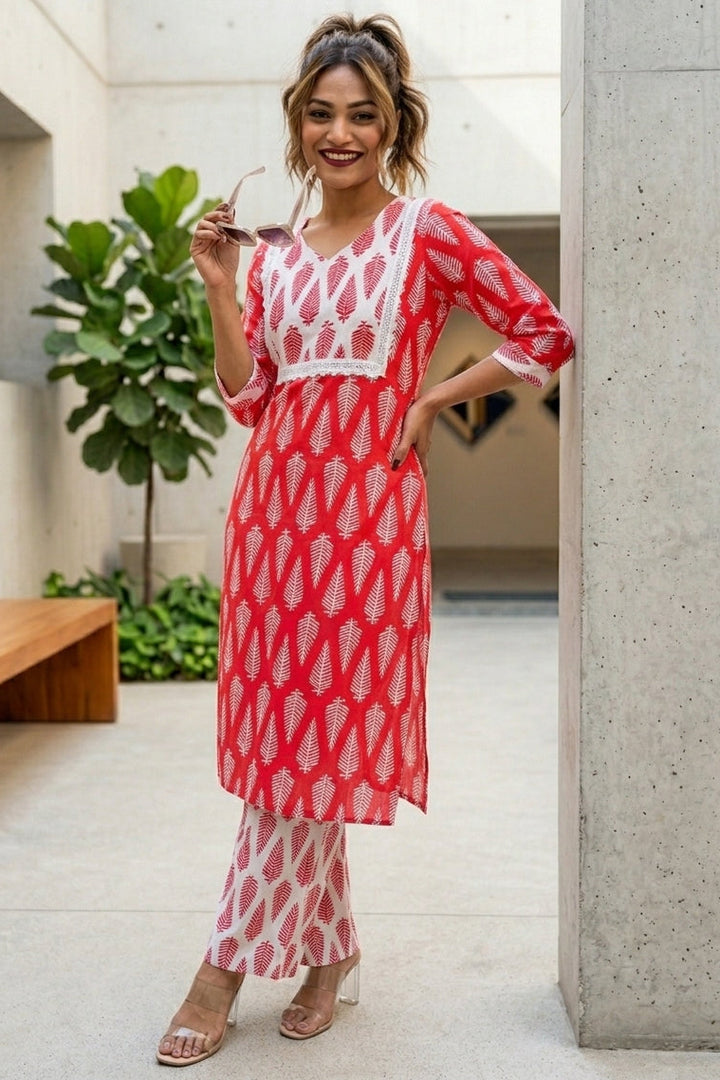Summer Flora Cotton  Kurti Set