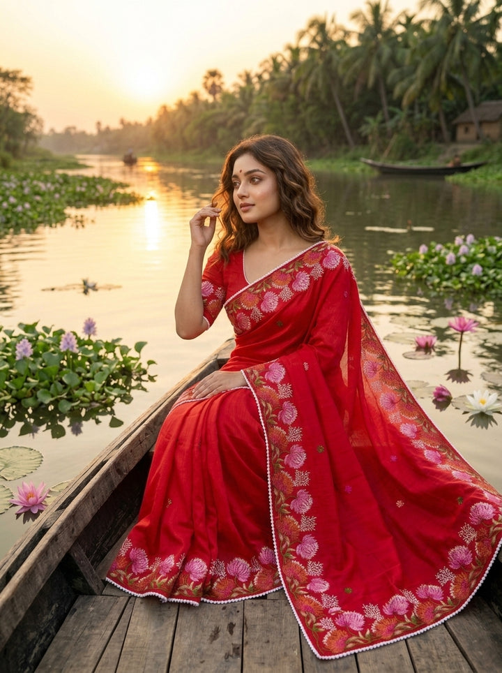 Beloved Lotus Tussar Silk Saree