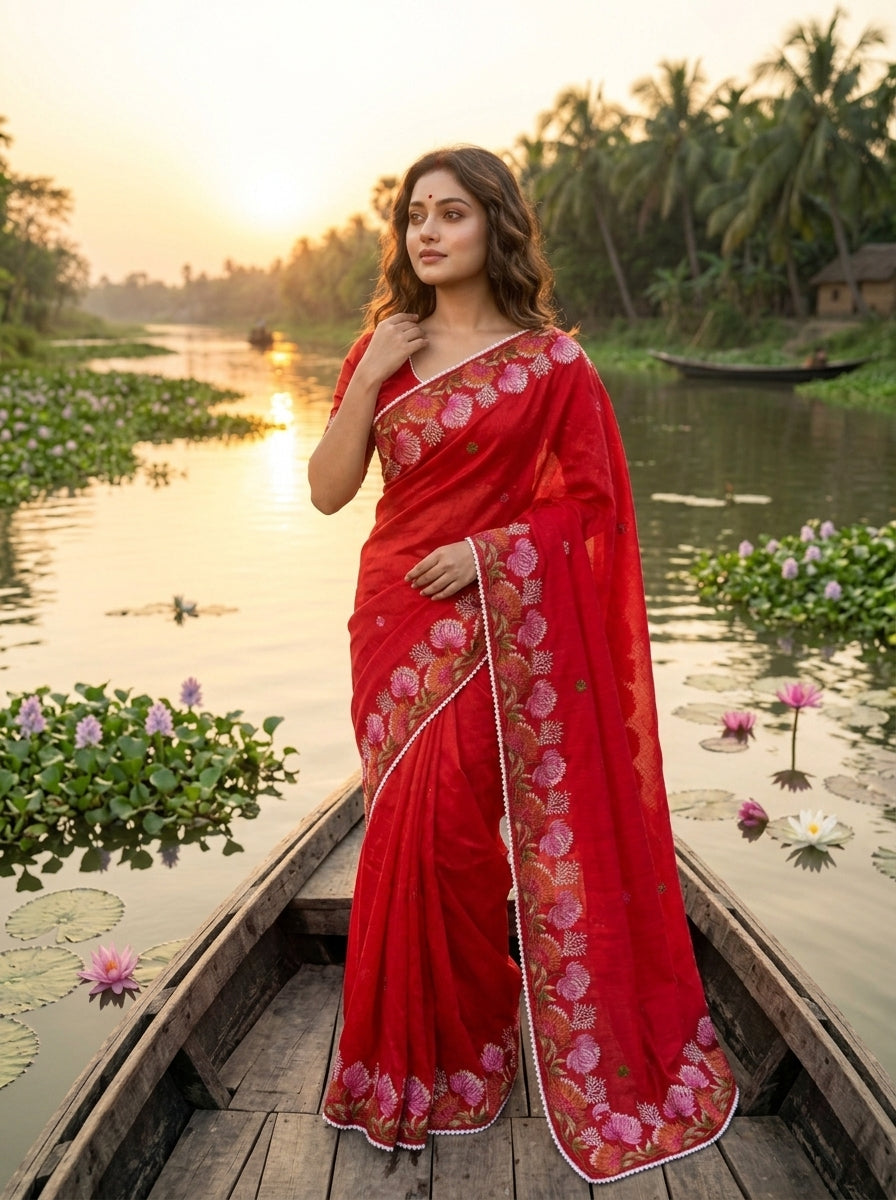 Beloved Lotus Tussar Silk Saree