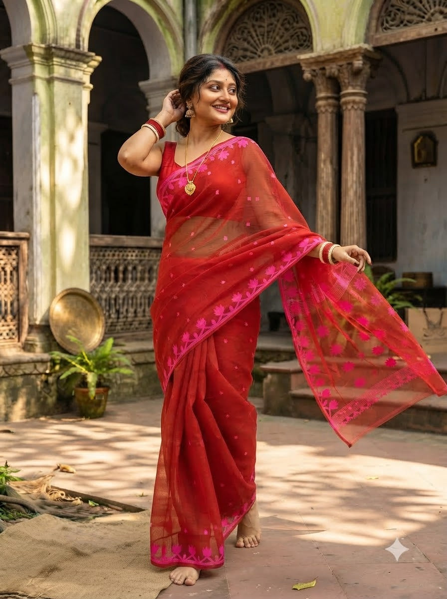 Uro Chithi Dhakai Jamdani Saree