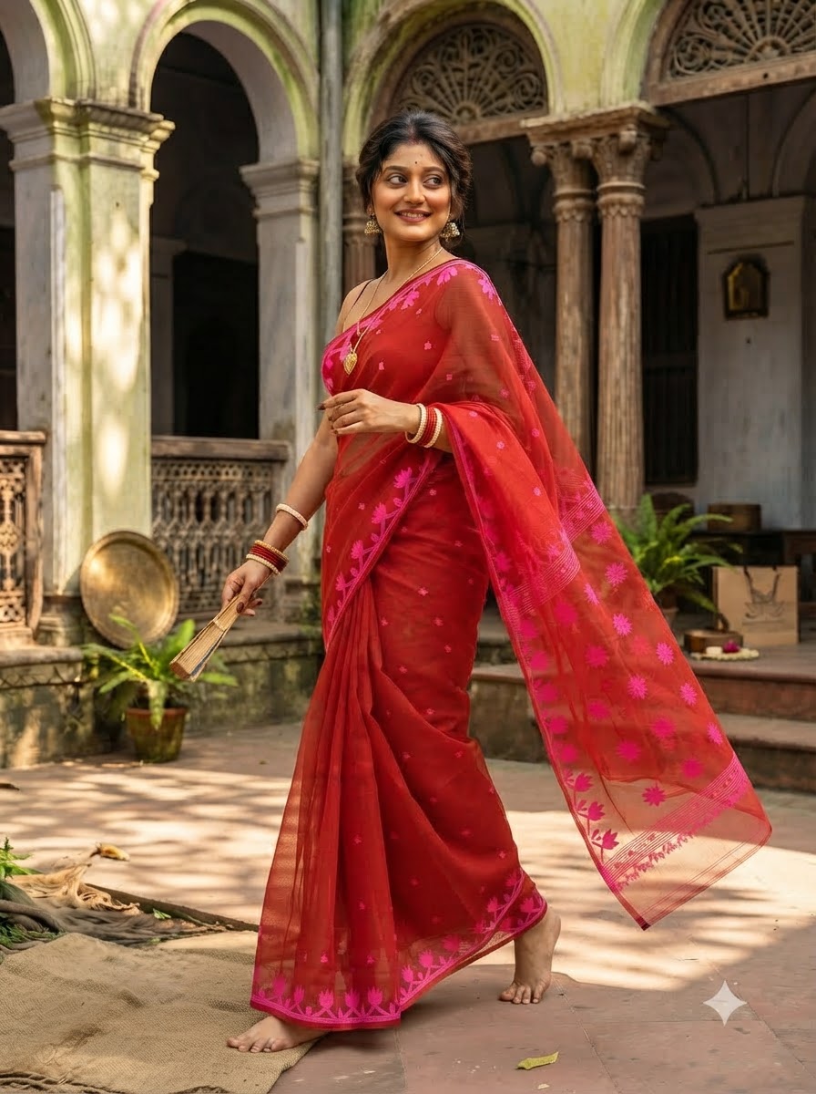 Uro Chithi Dhakai Jamdani Saree