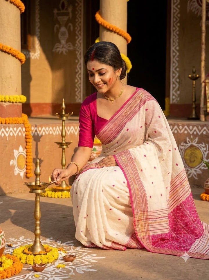 Assam Khadi Jamdani Saree