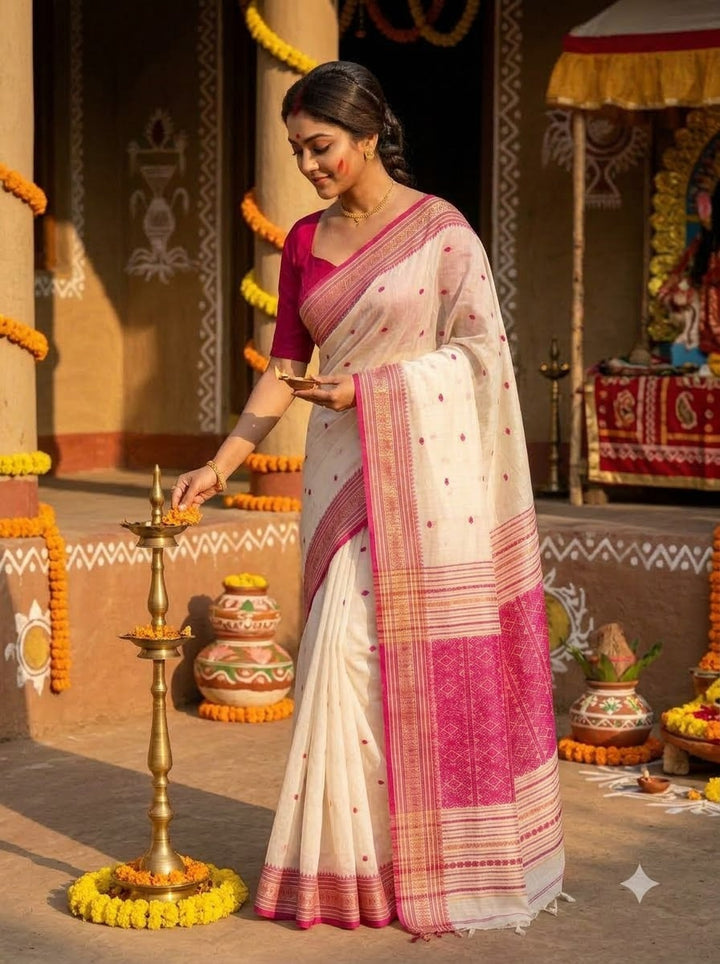 Assam Khadi Jamdani Saree