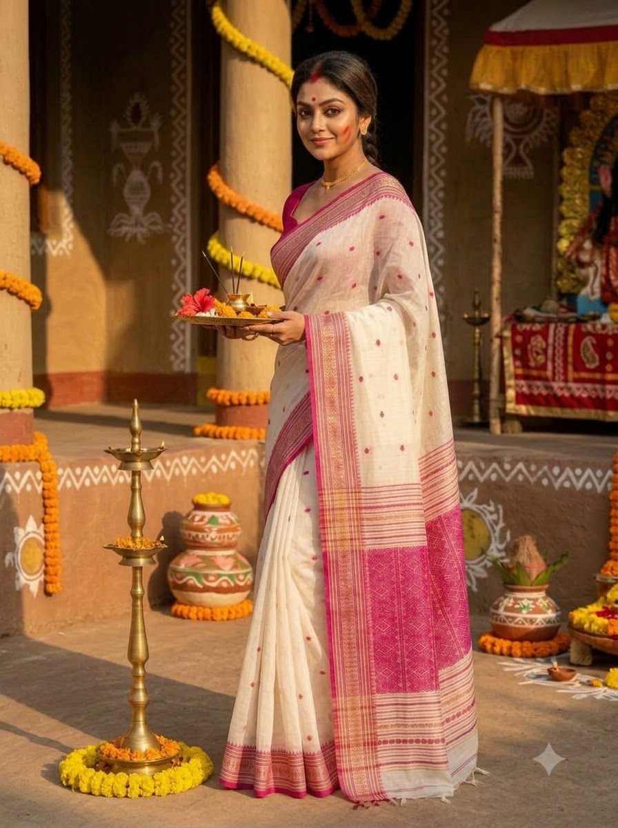 Assam Khadi Jamdani Saree