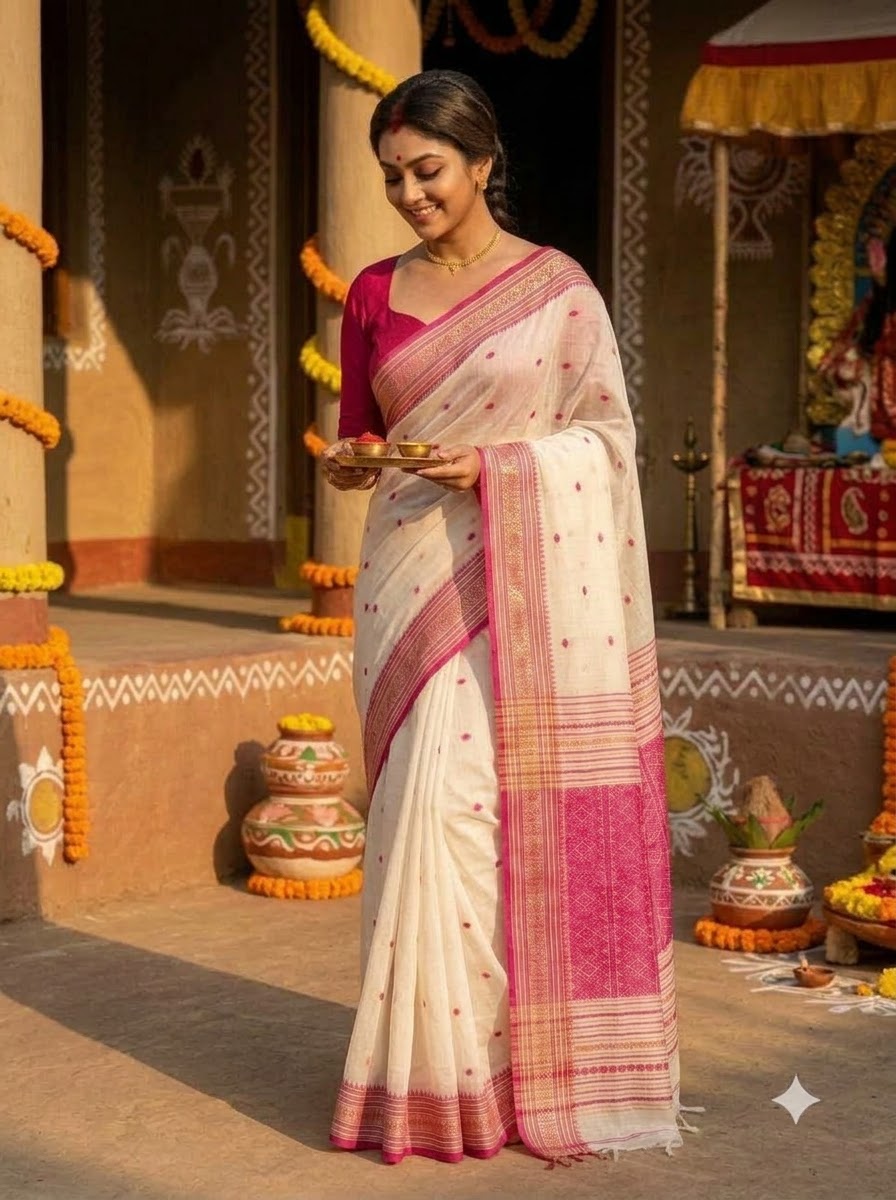 Assam Khadi Jamdani Saree