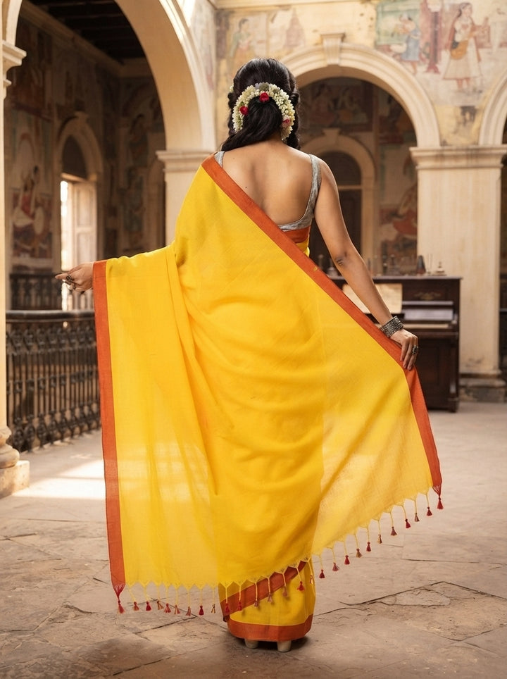 Sun Moon - Khadi Cotton Saree( Bengal Handloom)
