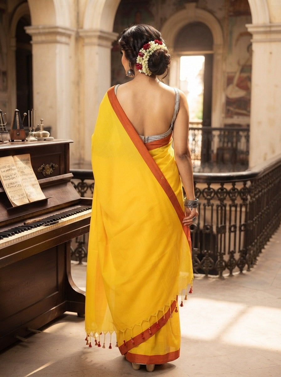 Sun Moon - Khadi Cotton Saree( Bengal Handloom)
