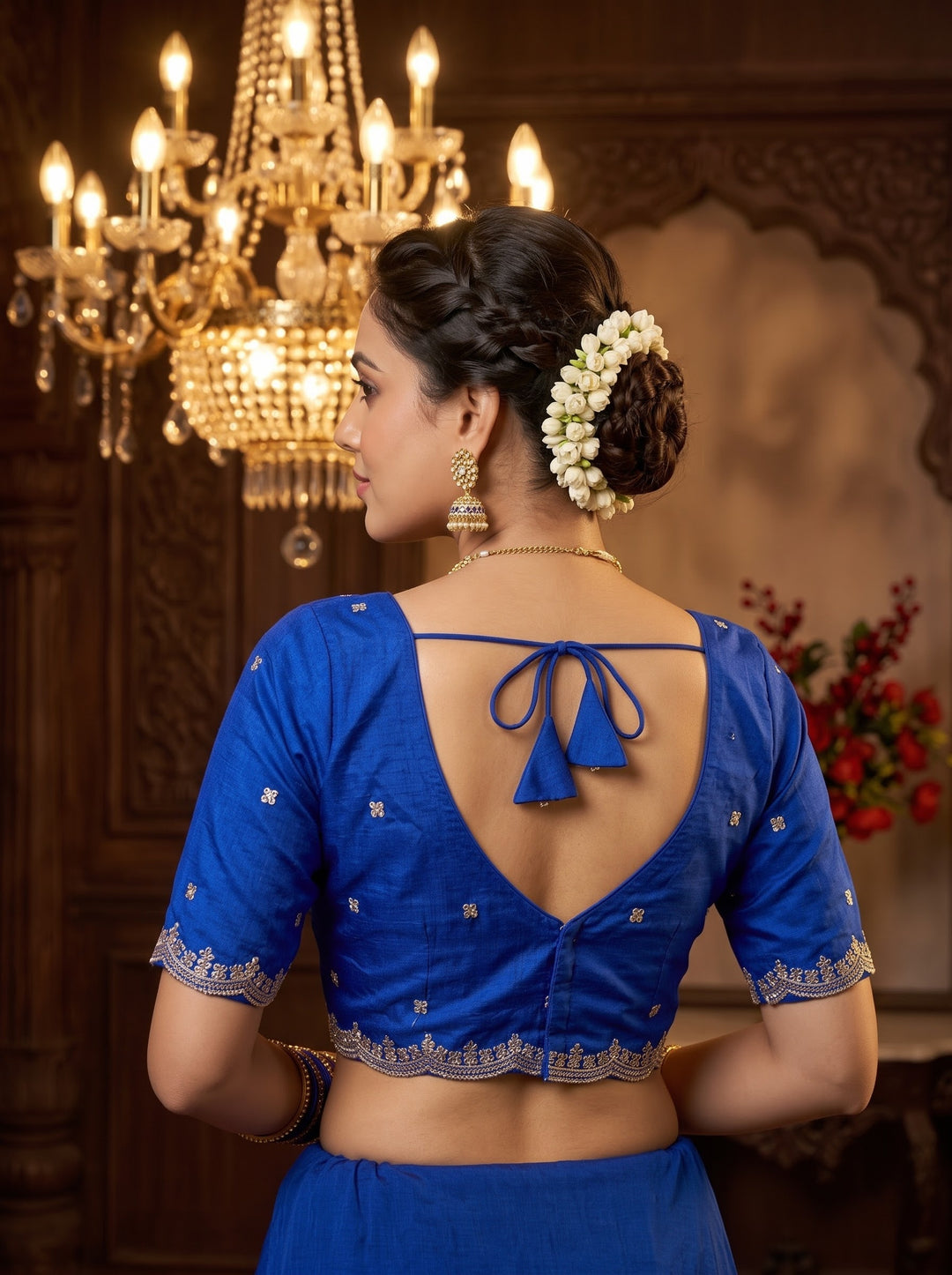 Falling For Florals Vichitra Silk Blouse