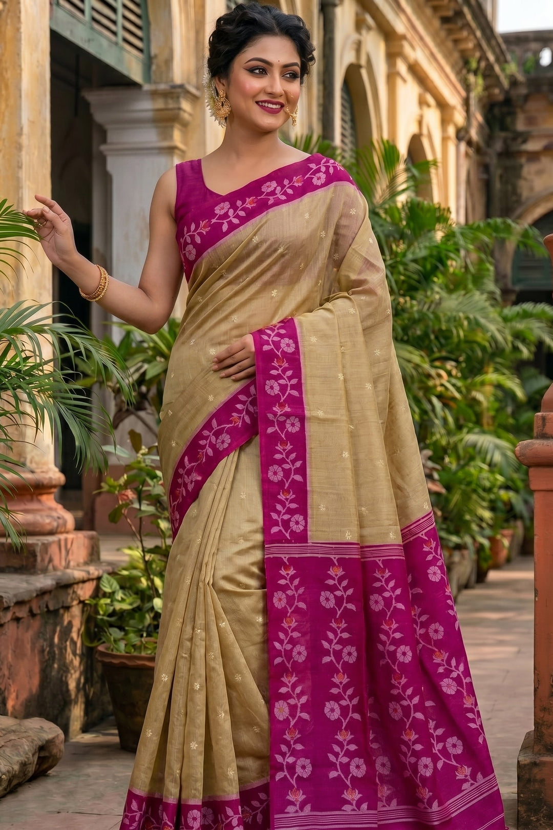 Purabi Prabha Gachi Tussar Banarashi  Saree