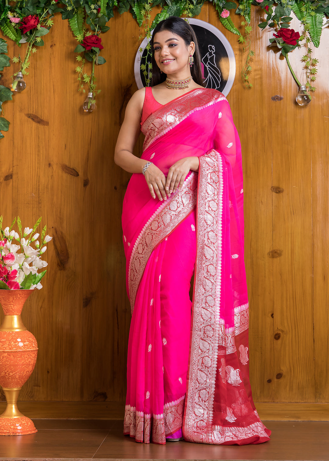 Double Cuddle Khaddi Chiffon Banarasi saree