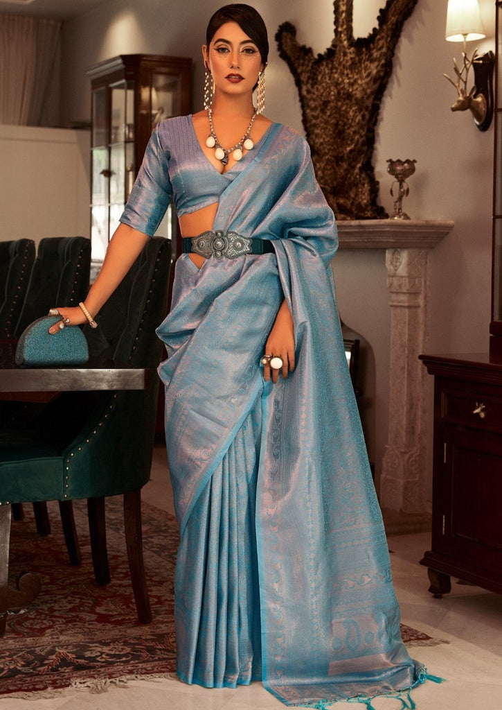 Whisper of Luxury - Silk Saree (Blue Hint)