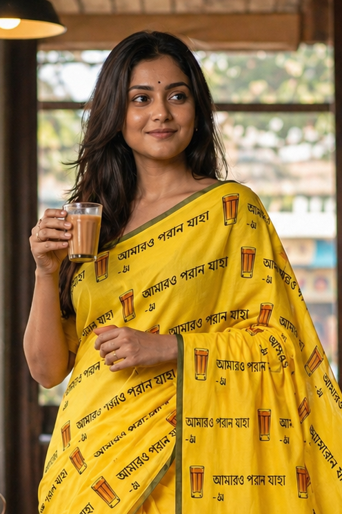চায়ের আড্ডা (Chaa R Adda) KhadiCotton Saree