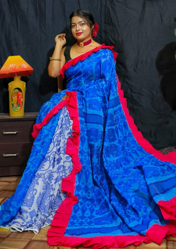 Traditional Ruffle Bengal Jamdani saree