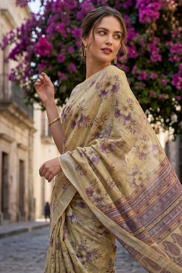 Rang Canvas Fancy Linen Saree