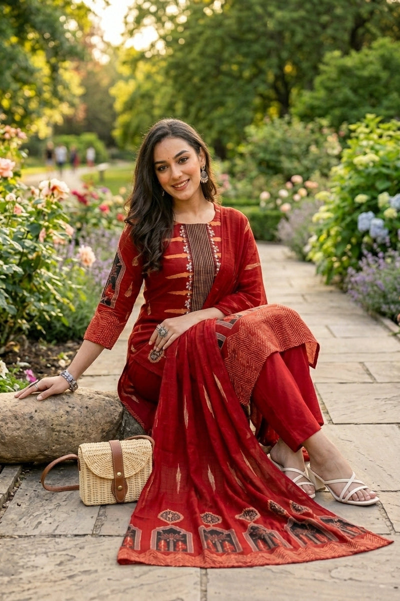 Rang Rush Ethnic Cotton Kurti Set