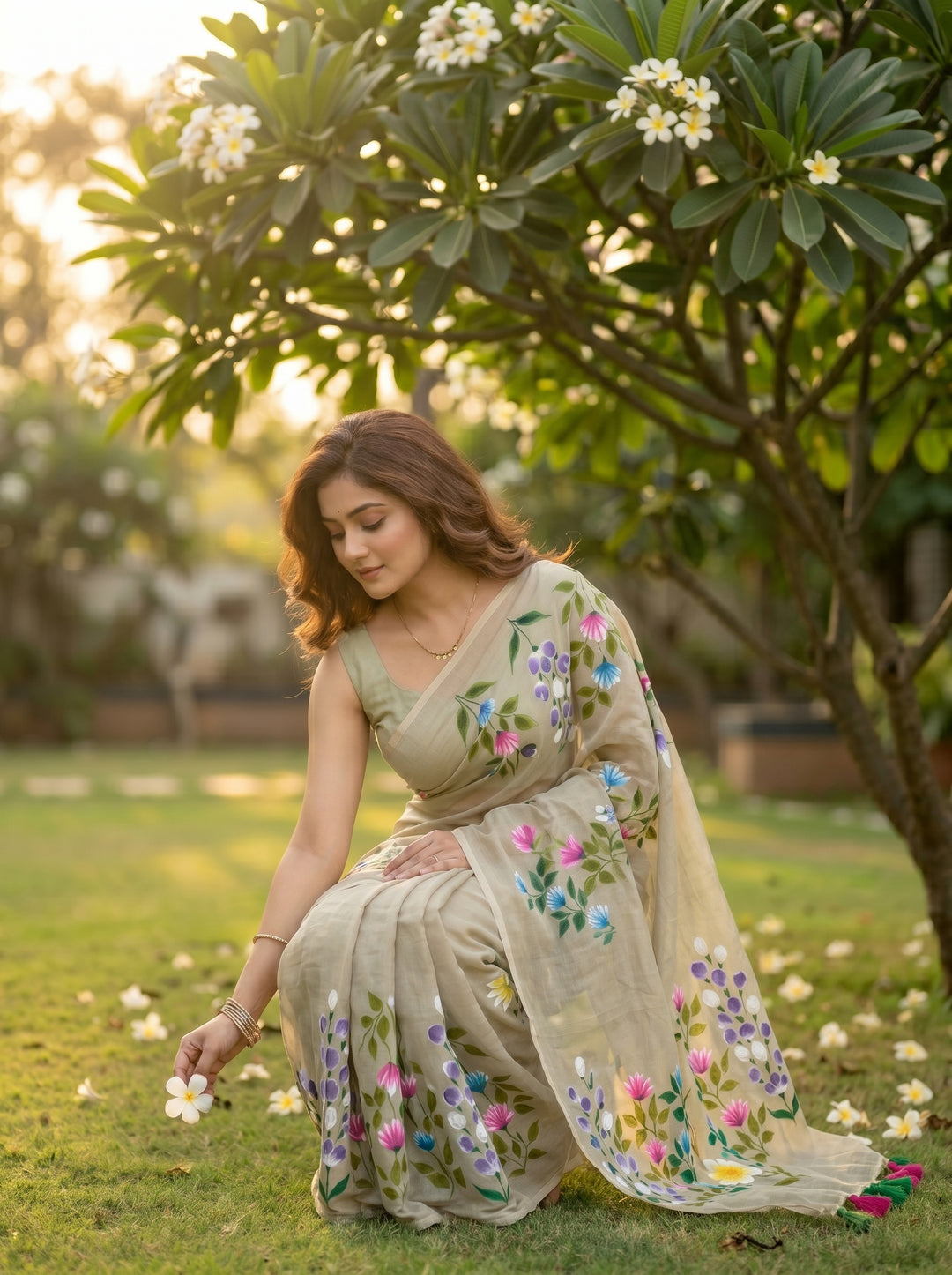 Wildflower Whisper Mul Cotton Saree