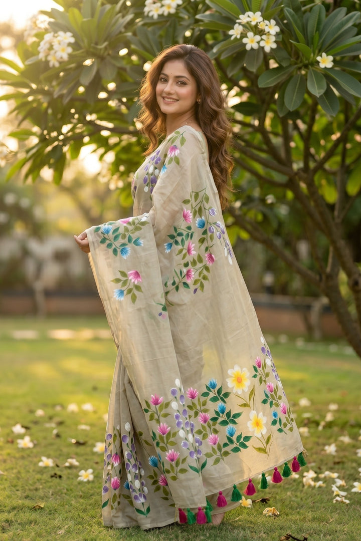 Wildflower Whisper Mul Cotton Saree
