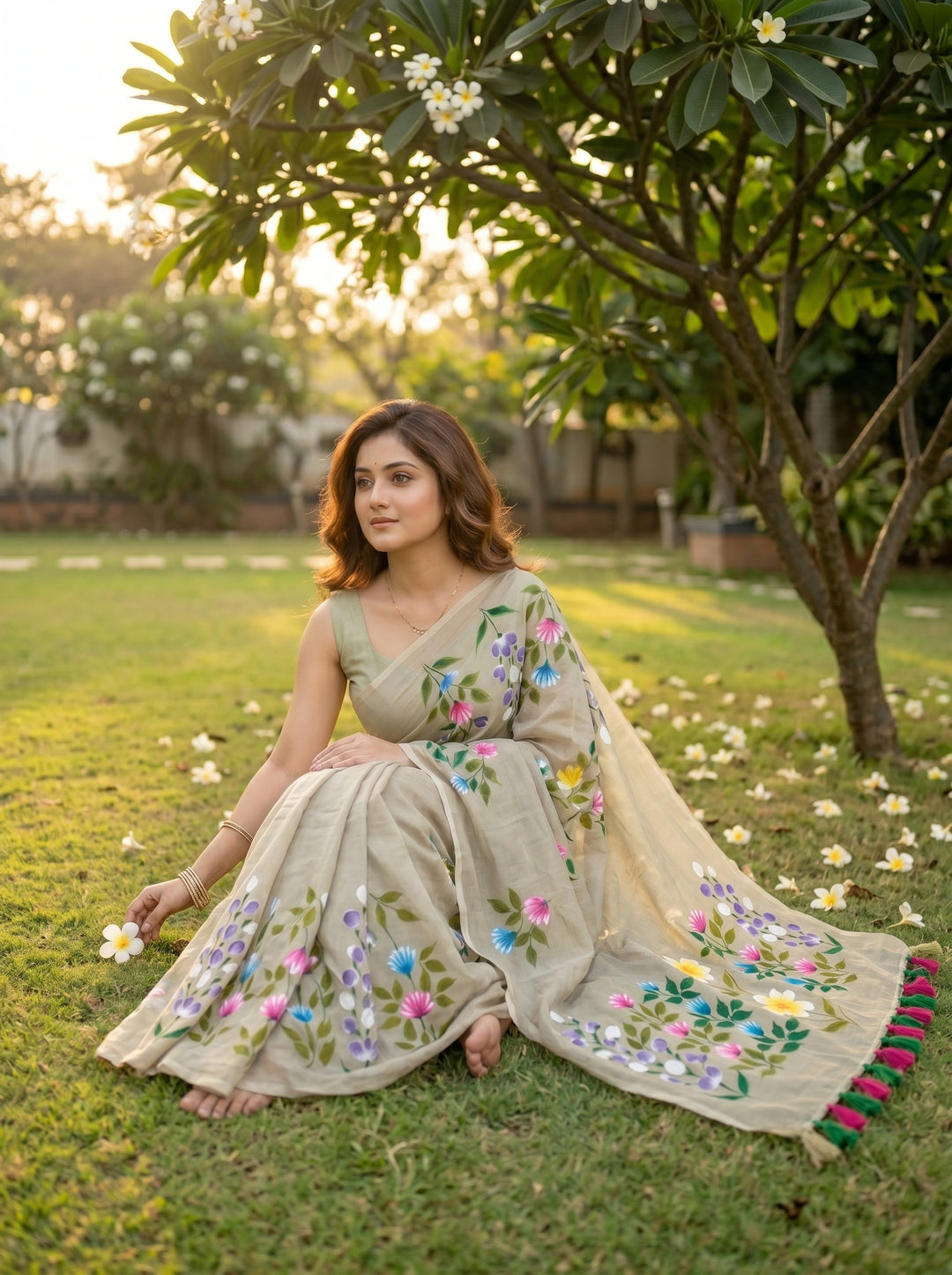 Wildflower Whisper Mul Cotton Saree