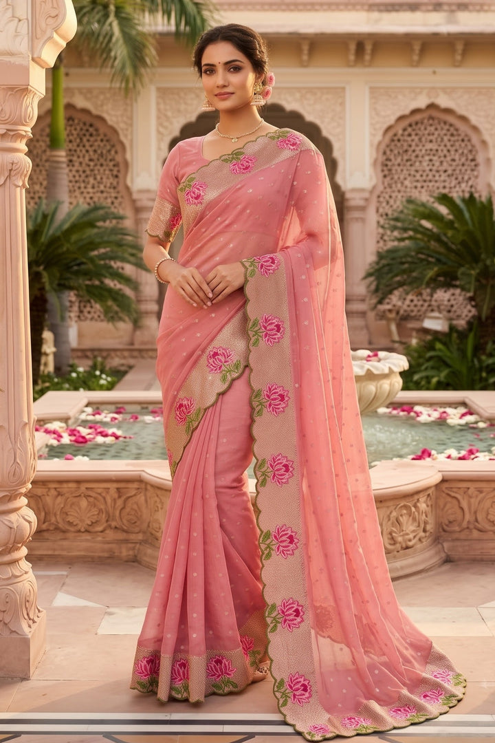 Emerald Noir- Moss Chiffon Saree Mirror Work