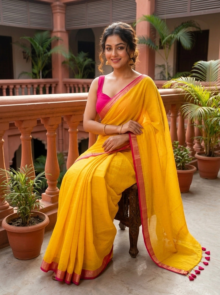 Kumkum Kavya  Khadi Cotton Sequence Saree