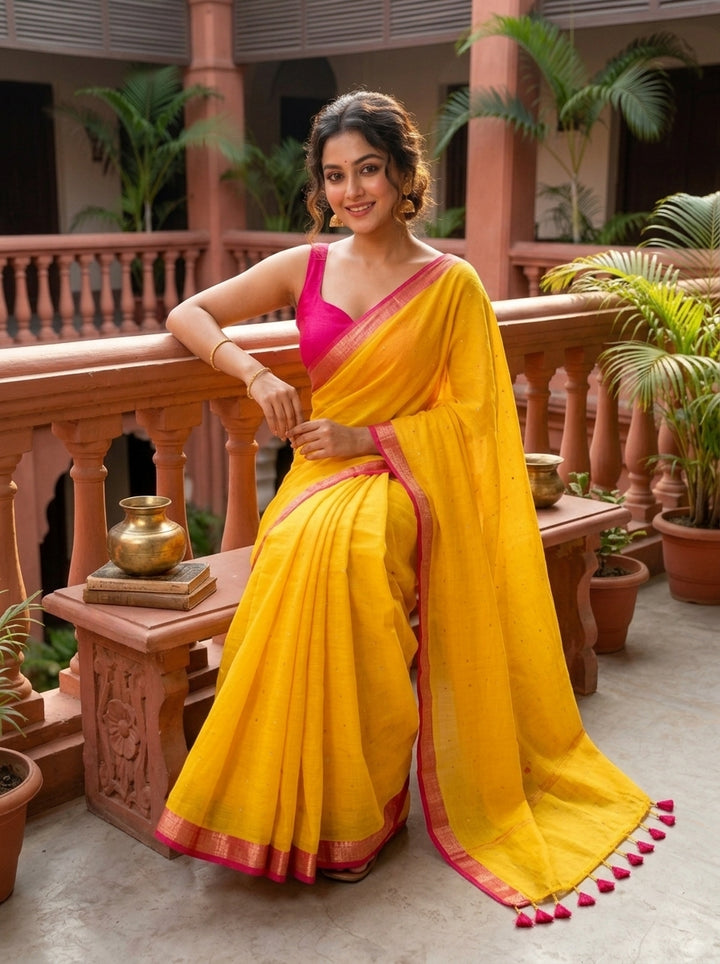 Kumkum Kavya  Khadi Cotton Sequence Saree