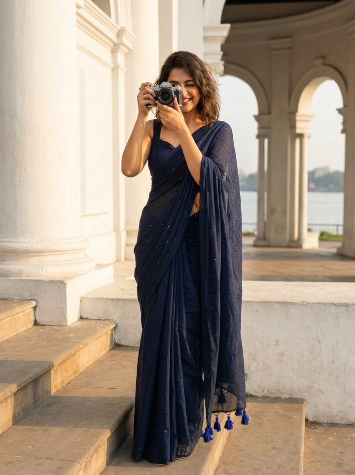 Kumkum Kavya  Khadi Cotton Sequence Saree