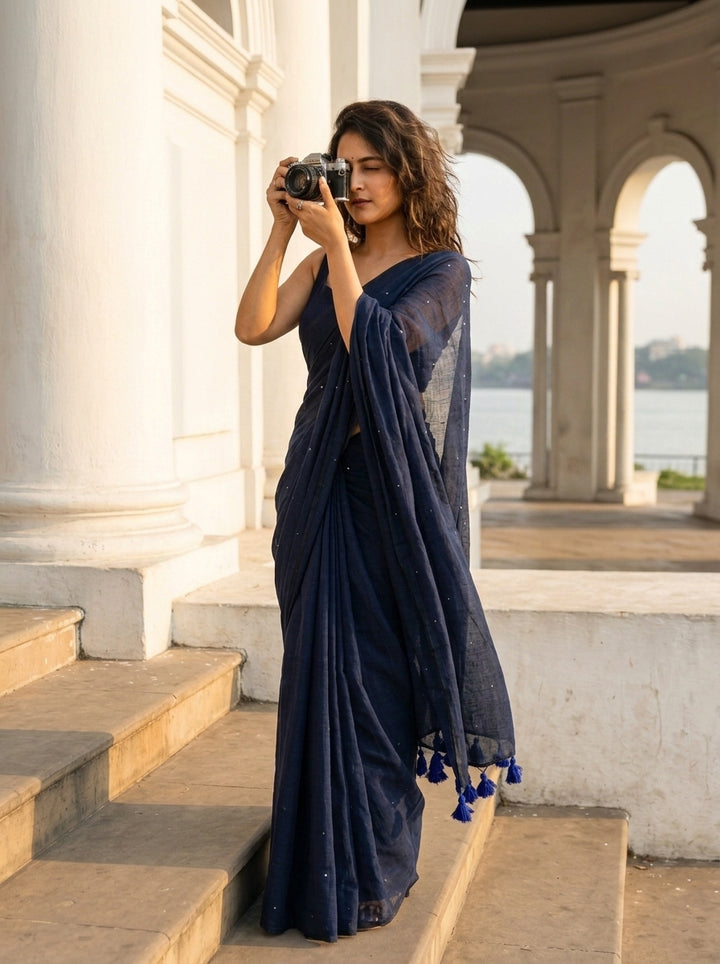 Kumkum Kavya  Khadi Cotton Sequence Saree
