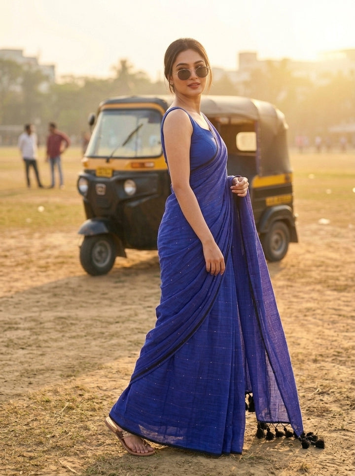 Kumkum Kavya  Khadi Cotton Sequence Saree