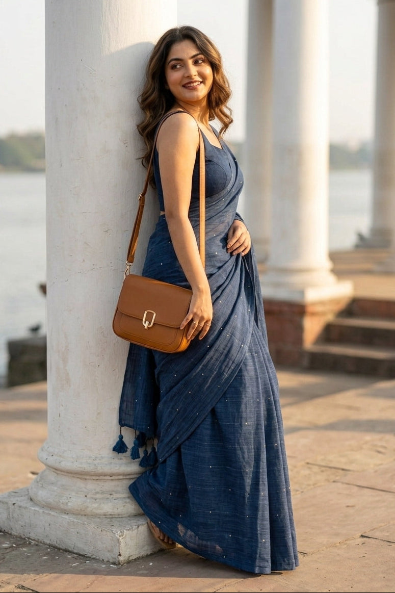 Kumkum Kavya  Khadi Cotton Sequence Saree