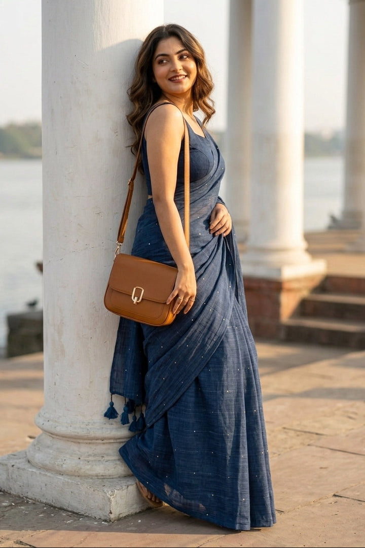 Kumkum Kavya  Khadi Cotton Sequence Saree