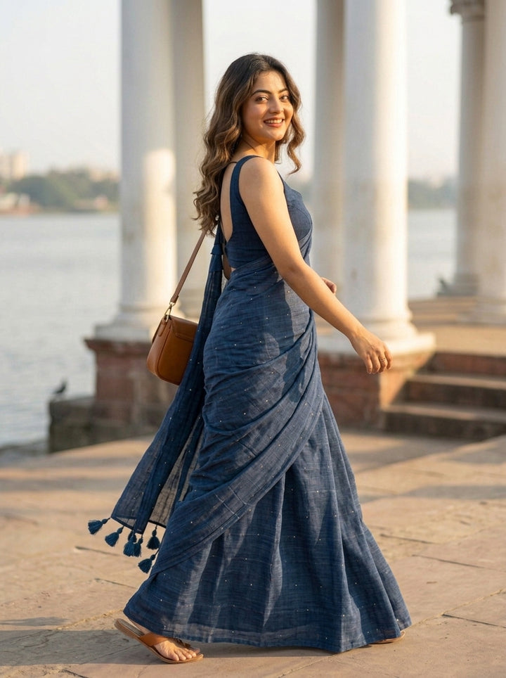 Kumkum Kavya  Khadi Cotton Sequence Saree