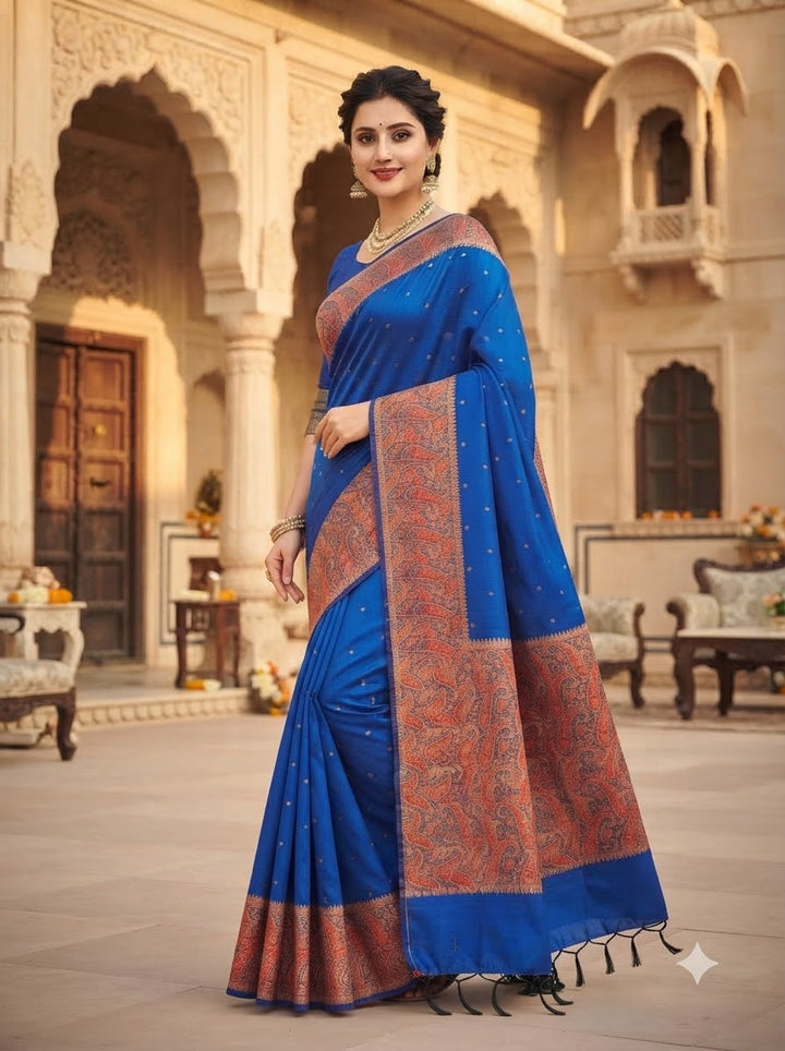 The Sovereign Scarlet Banarasi Muga Katan Silk Saree