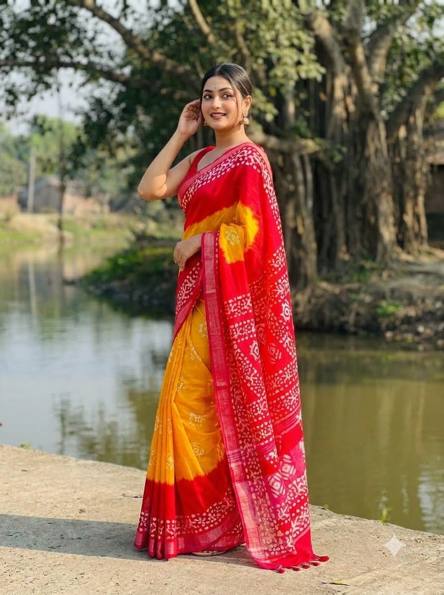 Ronger Porosh (রঙের পরশ) Cotton Linen Saree