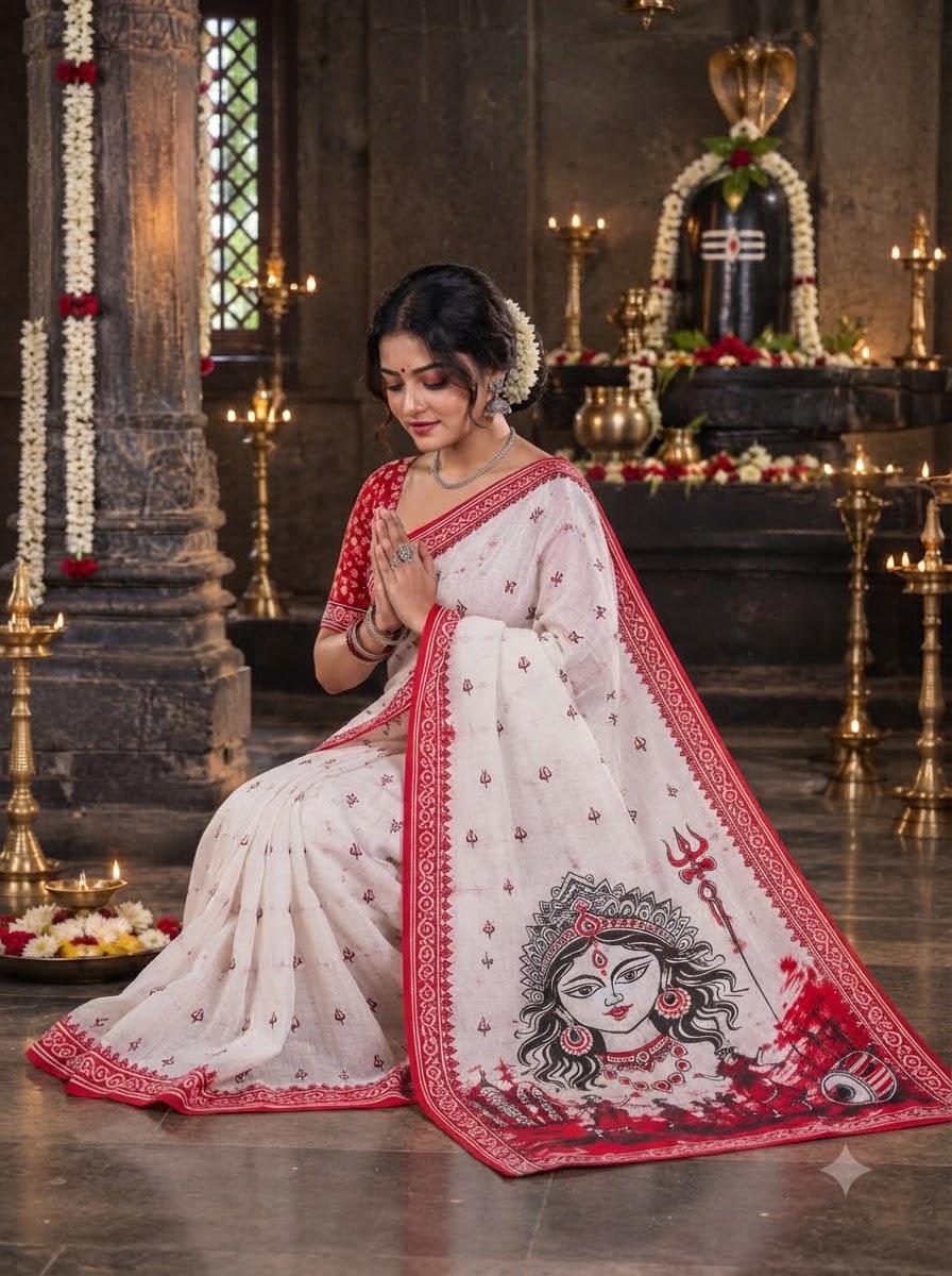 Trishulika Mul Cotton Saree with Print Work