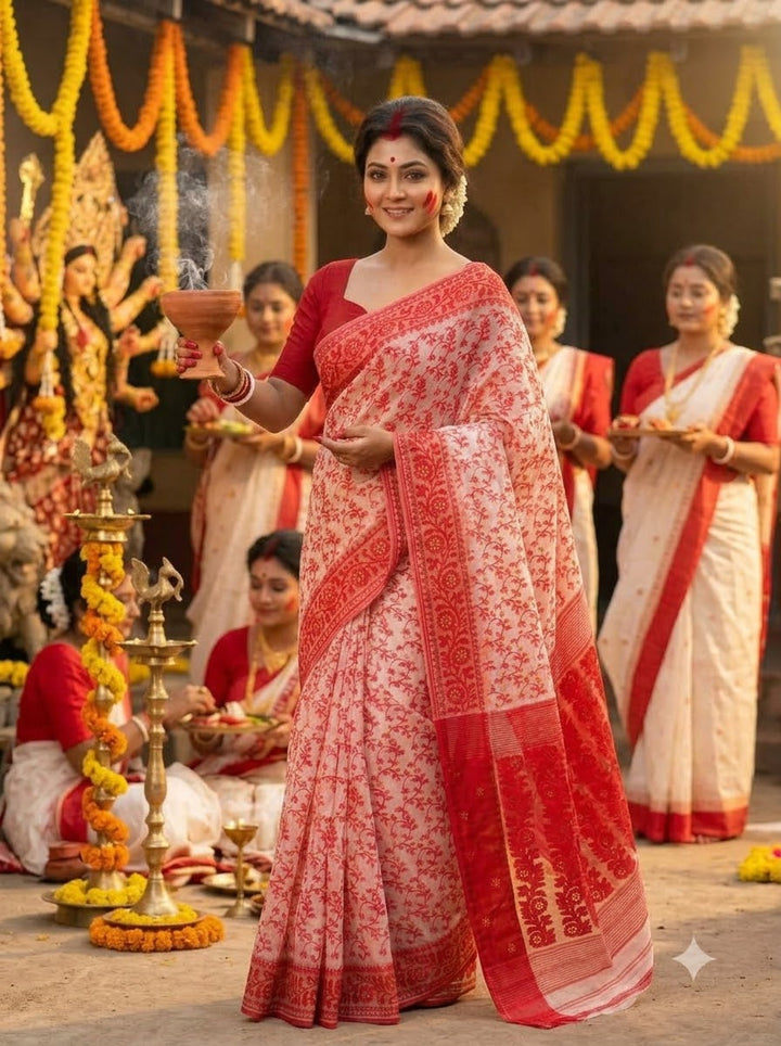 Sindurbela Bengal Jamdani Saree