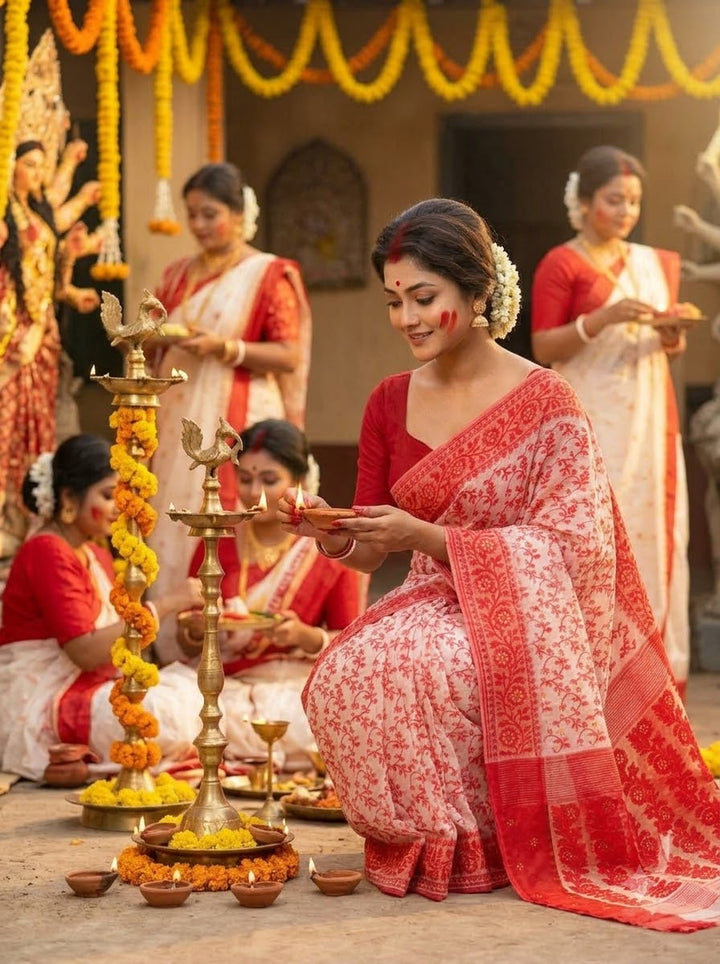 Sindurbela Bengal Jamdani Saree
