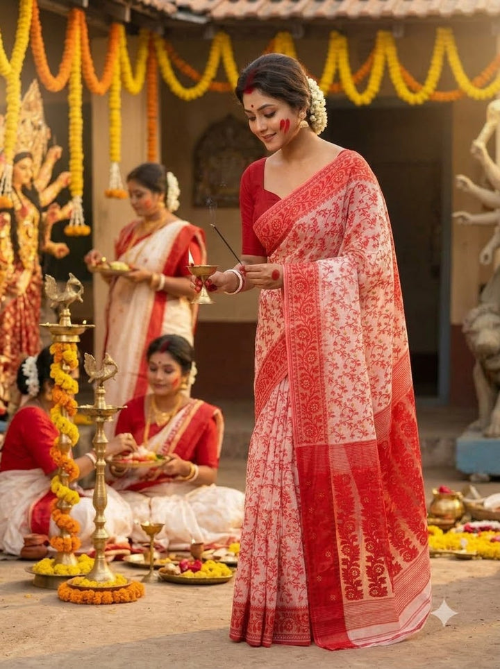 Sindurbela Bengal Jamdani Saree
