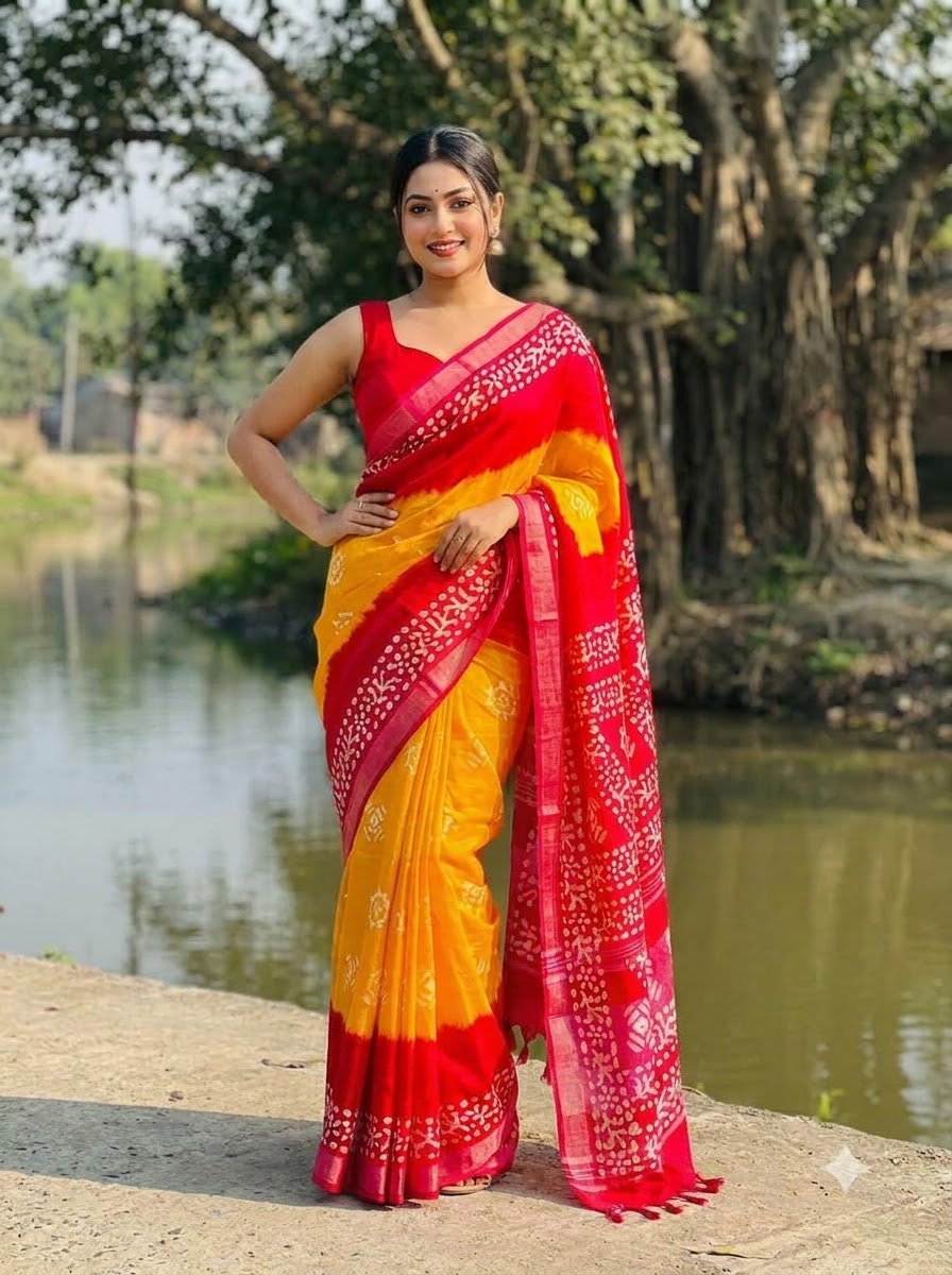 Ronger Porosh (রঙের পরশ) Cotton Linen Saree