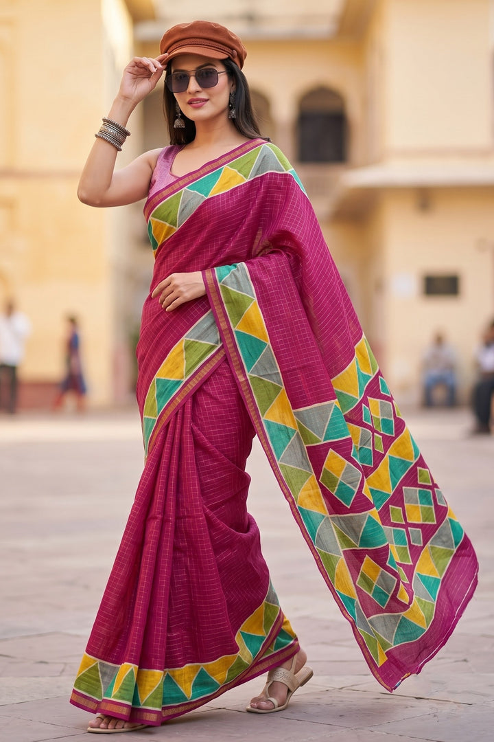 Rang Remix – Semi Matka Silk Multicolour Geometric Print Saree